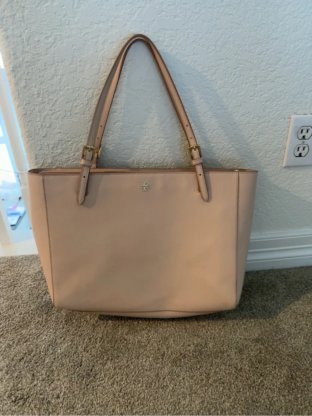 Tori Burch Everyday Structured Tote in Soft Blush